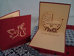 Christening Pram- Handmade 3D pop-up greeting card Product Photo